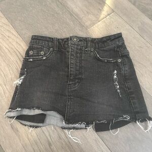 Katie J NYC Black Distressed Mini Skirt